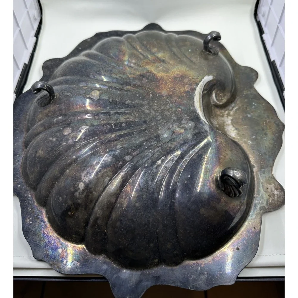 Poole Silver Plate Old English Shell Centerpiece Bowl EPC Nautilus 5013